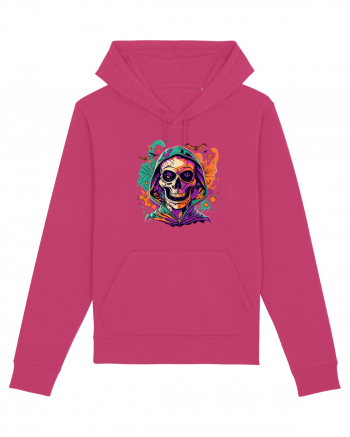 Vibrant Halloween Skull: Spooky and Colorful Delight! Raspberry