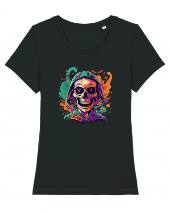 Vibrant Halloween Skull: Spooky and Colorful Delight! Black