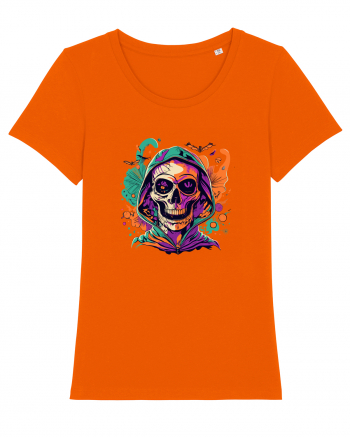 Vibrant Halloween Skull: Spooky and Colorful Delight! Bright Orange