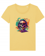 Vibrant Halloween Skull: Spooky and Colorful Delight! Tricou mânecă scurtă guler larg fitted Damă Expresser