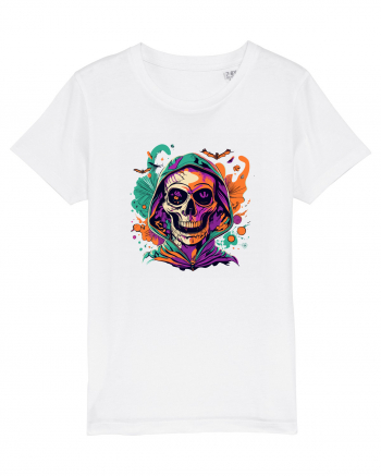 Vibrant Halloween Skull: Spooky and Colorful Delight! White