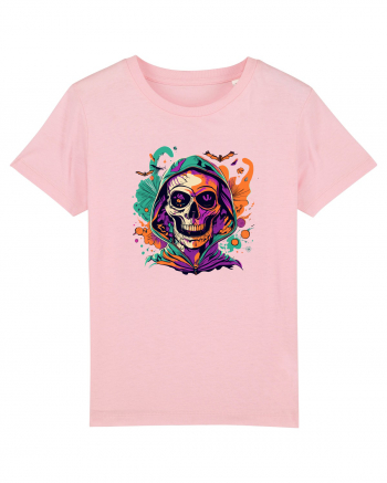 Vibrant Halloween Skull: Spooky and Colorful Delight! Cotton Pink