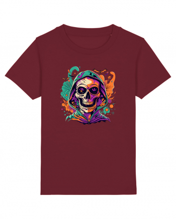 Vibrant Halloween Skull: Spooky and Colorful Delight! Burgundy