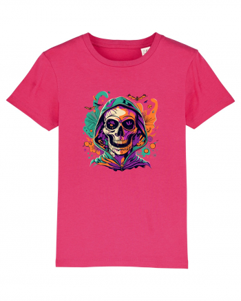 Vibrant Halloween Skull: Spooky and Colorful Delight! Raspberry