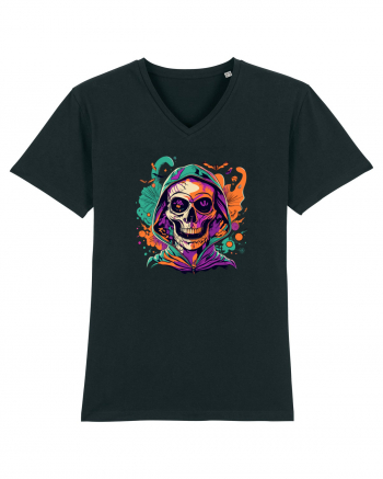 Vibrant Halloween Skull: Spooky and Colorful Delight! Black