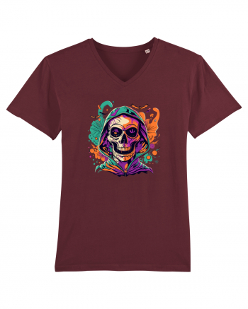 Vibrant Halloween Skull: Spooky and Colorful Delight! Burgundy