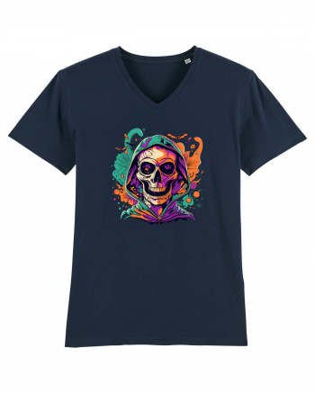 Vibrant Halloween Skull: Spooky and Colorful Delight! French Navy