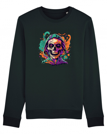 Vibrant Halloween Skull: Spooky and Colorful Delight! Black