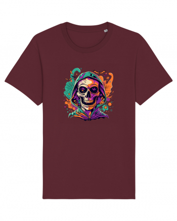 Vibrant Halloween Skull: Spooky and Colorful Delight! Burgundy