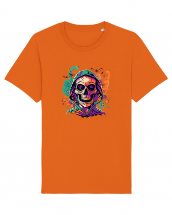 Vibrant Halloween Skull: Spooky and Colorful Delight! Bright Orange