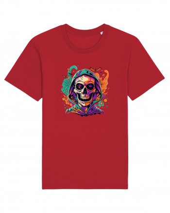 Vibrant Halloween Skull: Spooky and Colorful Delight! Red