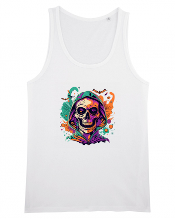 Vibrant Halloween Skull: Spooky and Colorful Delight! White