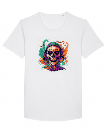 Vibrant Halloween Skull: Spooky and Colorful Delight! White