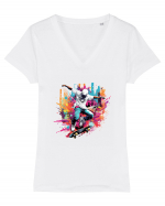 Skater  Guy  Tricou mânecă scurtă guler V Damă Evoker