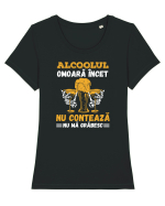 pt iubitorii de bere - Alcoolul omoara incet Tricou mânecă scurtă guler larg fitted Damă Expresser