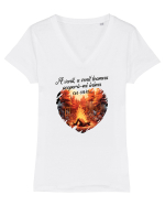 A venit toamna Tricou mânecă scurtă guler V Damă Evoker