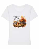 Fall in love with the colors of autumn Tricou mânecă scurtă guler larg fitted Damă Expresser