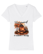 Find yourself in autumns beauty Tricou mânecă scurtă guler V Damă Evoker