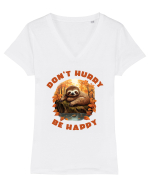 Do not hurry - be happy Tricou mânecă scurtă guler V Damă Evoker
