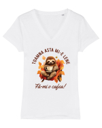 Toamna asta mi-e lene Tricou mânecă scurtă guler V Damă Evoker