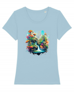 Smurf Village   Tricou mânecă scurtă guler larg fitted Damă Expresser