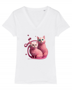 Felinele roz Tricou mânecă scurtă guler V Damă Evoker