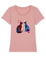 Feline Florale Fusion Tricou mânecă scurtă guler larg fitted Damă Expresser