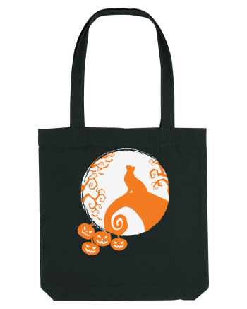 Top Cat And Moon Halloween Black