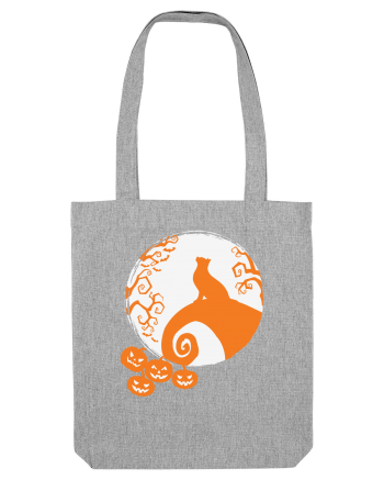 Top Cat And Moon Halloween Heather Grey