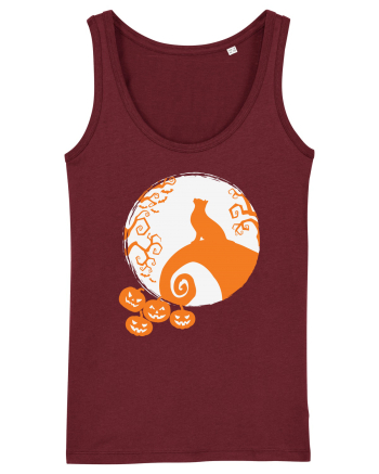 Top Cat And Moon Halloween Burgundy
