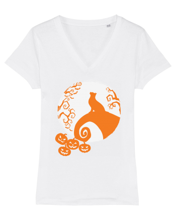 Top Cat And Moon Halloween White