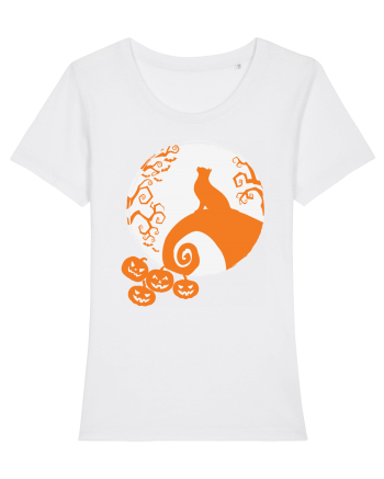 Top Cat And Moon Halloween White