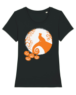 Top Cat And Moon Halloween Tricou mânecă scurtă guler larg fitted Damă Expresser