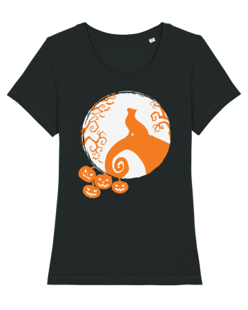Top Cat And Moon Halloween Black