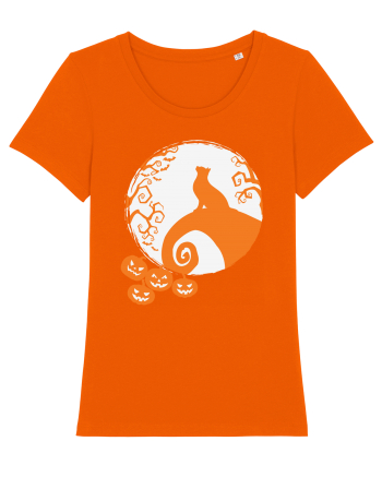 Top Cat And Moon Halloween Bright Orange