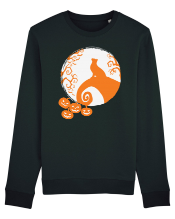 Top Cat And Moon Halloween Black