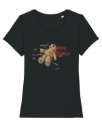 Happy Halloween Voodoo Puppet Tricou mânecă scurtă guler larg fitted Damă Expresser
