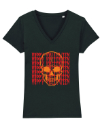Happy Halloween Skull Funny Skeleton Tricou mânecă scurtă guler V Damă Evoker