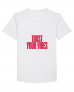 TRUST YOUR VIBES Tricou mânecă scurtă guler larg Bărbat Skater