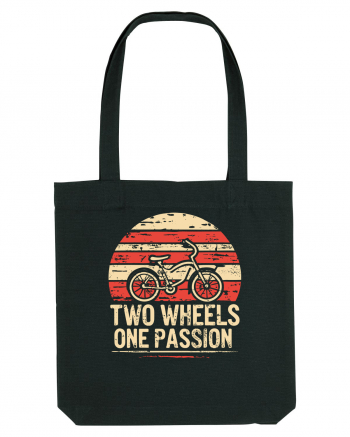 Two Wheels One Passion Retro Bicycle Distressed Sunset Black