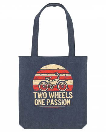 Two Wheels One Passion Retro Bicycle Distressed Sunset Midnight Blue