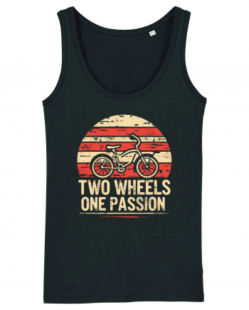 Two Wheels One Passion Retro Bicycle Distressed Sunset Black