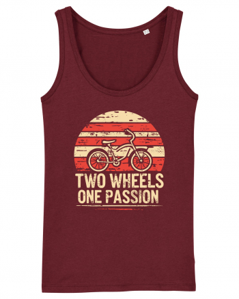 Two Wheels One Passion Retro Bicycle Distressed Sunset Burgundy