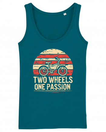 Two Wheels One Passion Retro Bicycle Distressed Sunset Ocean Depth