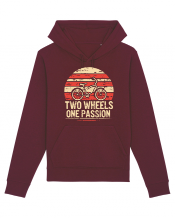 Two Wheels One Passion Retro Bicycle Distressed Sunset Burgundy