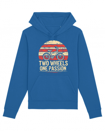 Two Wheels One Passion Retro Bicycle Distressed Sunset Royal Blue