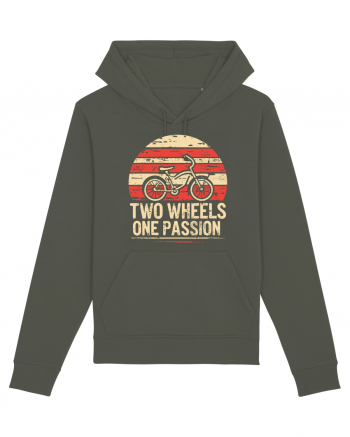 Two Wheels One Passion Retro Bicycle Distressed Sunset Khaki