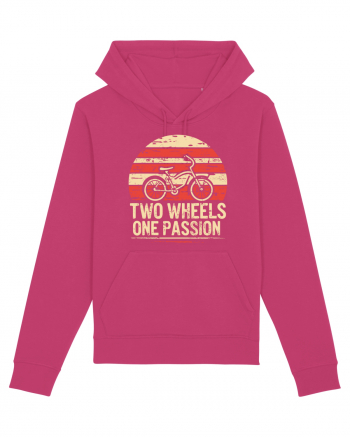 Two Wheels One Passion Retro Bicycle Distressed Sunset Raspberry