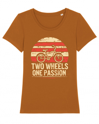 Two Wheels One Passion Retro Bicycle Distressed Sunset Roasted Orange