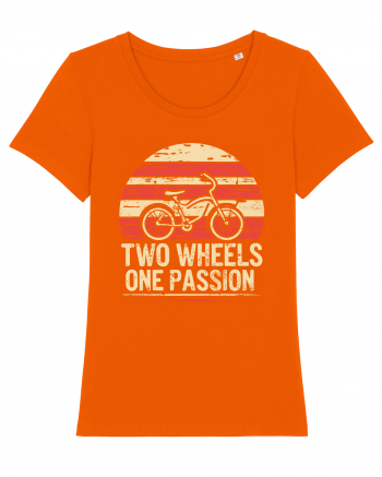 Two Wheels One Passion Retro Bicycle Distressed Sunset Bright Orange